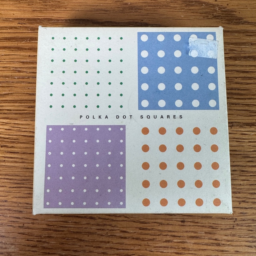 Hero Arts Poetic Prints Polka Dot Squares Wood Rubber Stamp Set LL950 4pc 2004